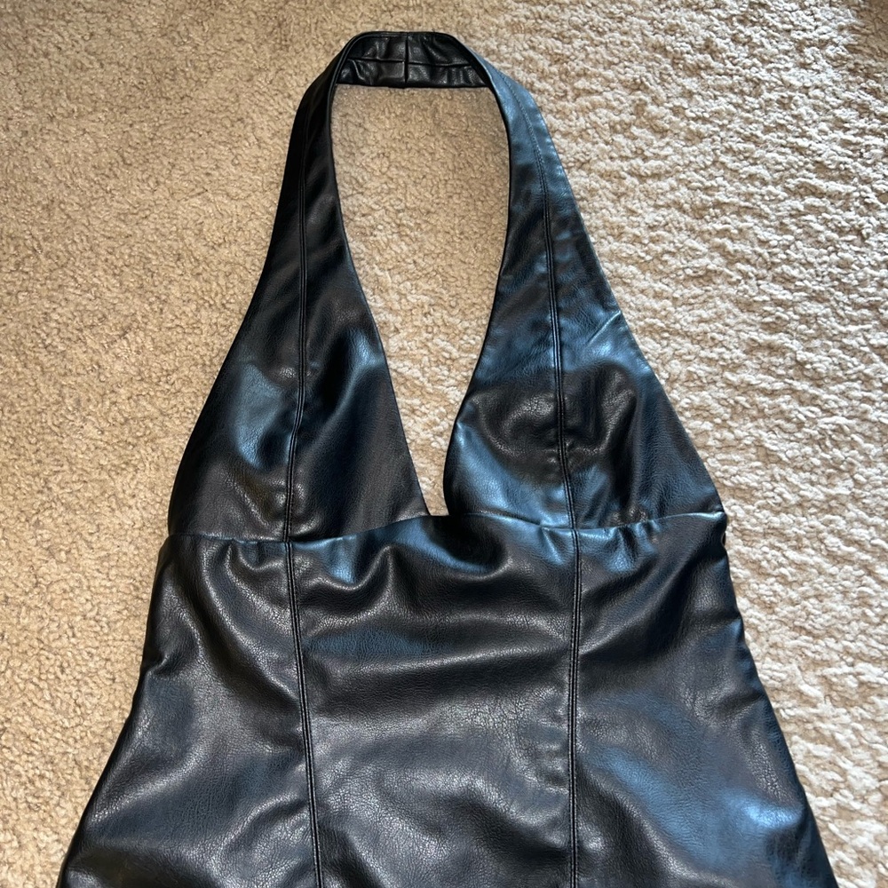 Zara Black Faux Leather Halter Shoulder Bag